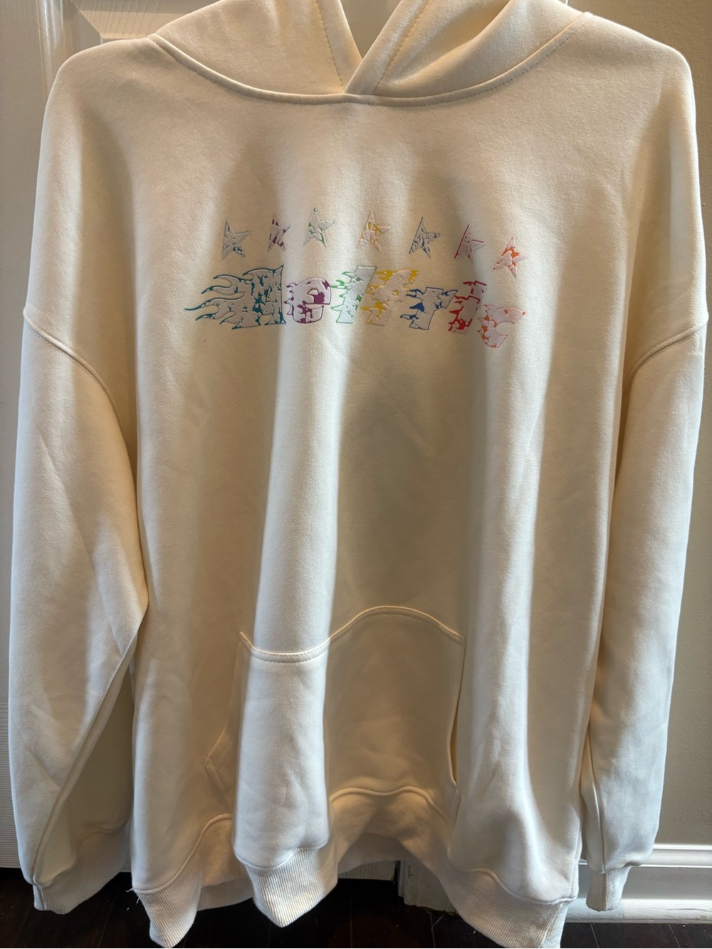 Aelfric Eden Cream Hoodie with Rainbow Logo Medium